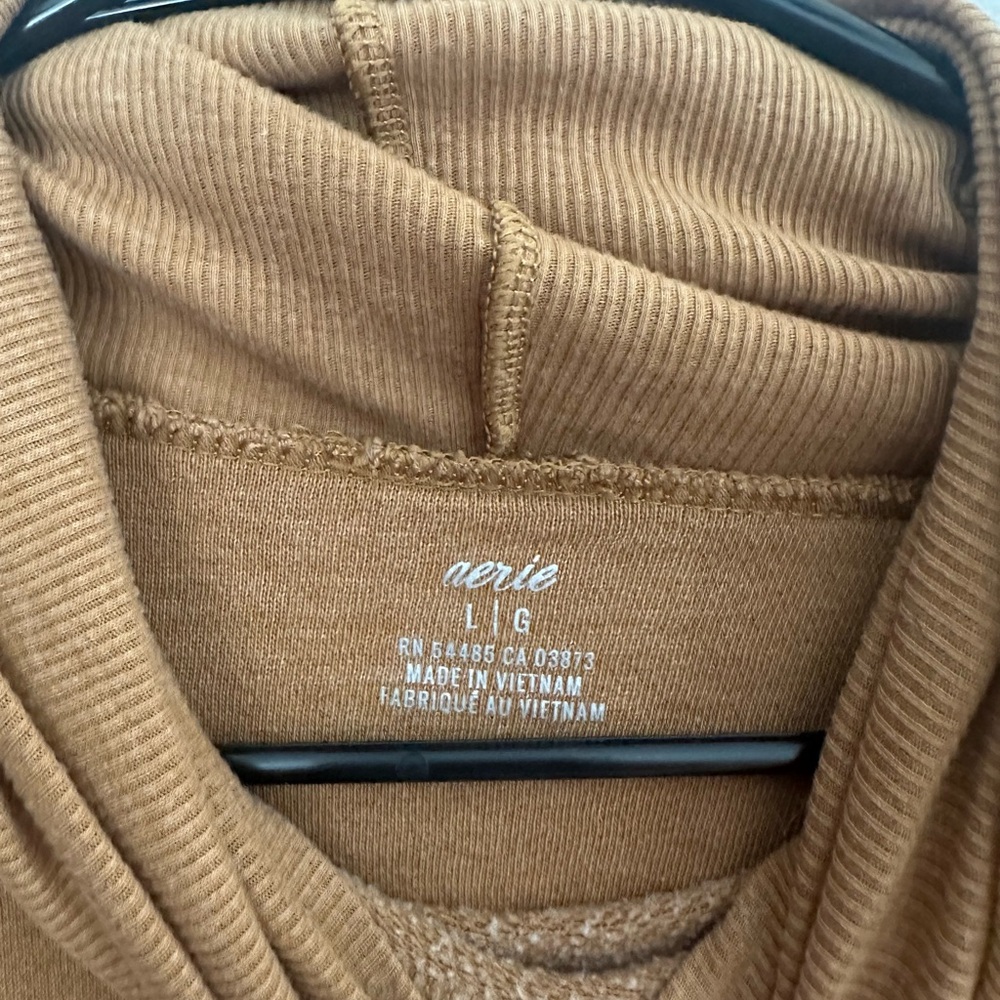 Aerie Women’s Cowl Neck Sweater L Mustard Yellow, Oversized, Pullover Sweatshirt - Picture 2 of 4